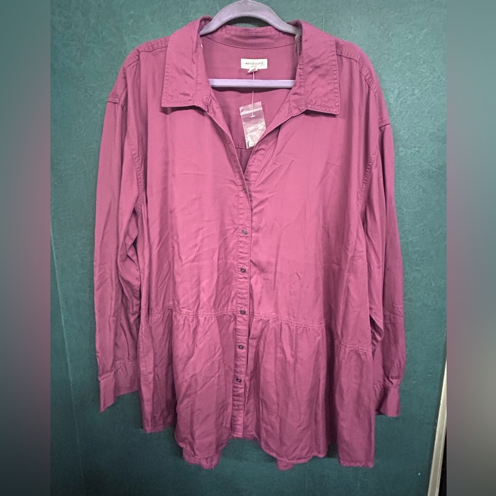 NWT 2X Westbound Maroon Button-Down Shirt